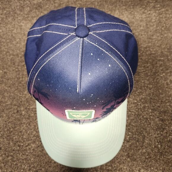 TOPGOLF Purple Palm Trees Sunset Aqua Purple Pink Satiny Baseball Cap Hat OS - Picture 5 of 11